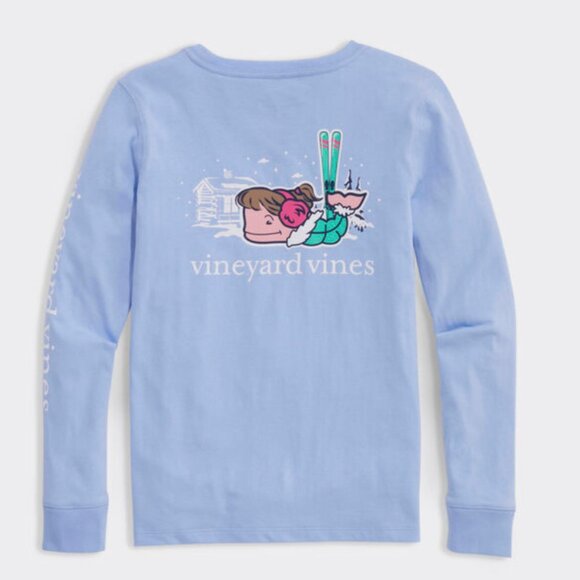 Vineyard Vines Girls Glitter Sli Whale Long-sleeve Pocket Tee - Size Large - Picture 1 of 8